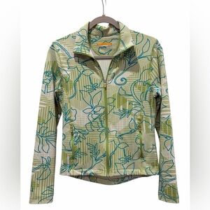 Lucy Green & Blue Hawaiian Floral Zip-Up Sun Protection Athletic Jacket Size S
